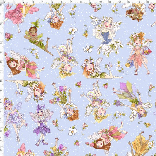 Tossed Fairies on Blue