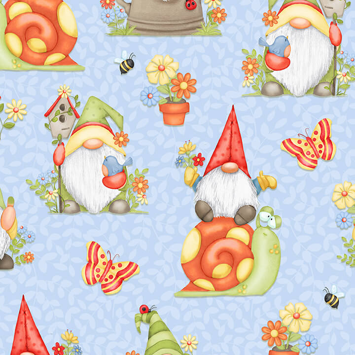 Gnomes Allover on Blue